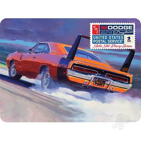 AMT 1/24 1969 Dodge Charger Daytona USPS Stamp Series Collectors Tin Model Kit