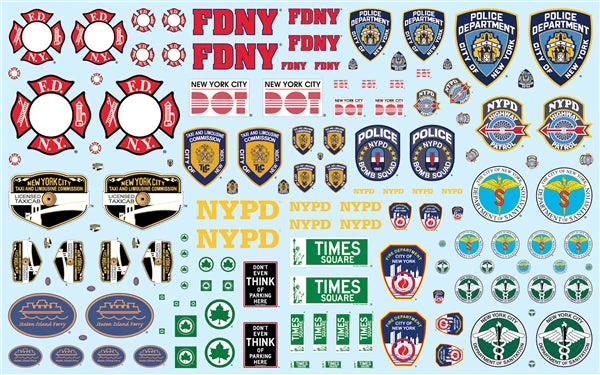 AMT 1/25 NYC Auxiliary Service Logos Decal Pack