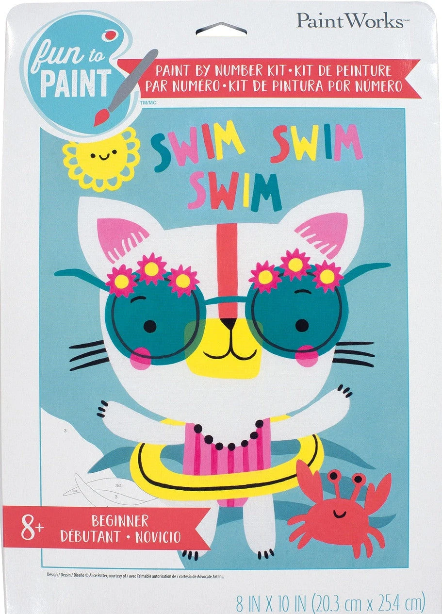 Paint By Number Swim Cat 8" X 10"