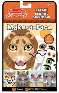 Melissa & Doug Make-a-Face - Safari Reusable Sticker Pad - On The Go Travel