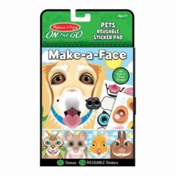 Melissa & Doug Make-a-Face - Pets Reusable Sticker Pad - On The Go Travel Activity