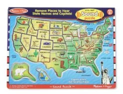 Melissa & Doug USA Map Sound Puzzle - Wooden Puzzle With Sound Effects