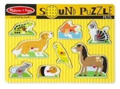 Melissa & Doug Pets Sound Puzzle - Wooden Peg Puzzle With Sound Effects (8 Pcs)