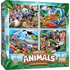 4-Pack World Of Animals 100pc Puzzle
