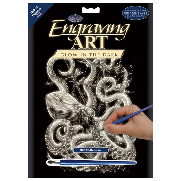 Royal Brush Engraving Art Glow In Dark Octopus