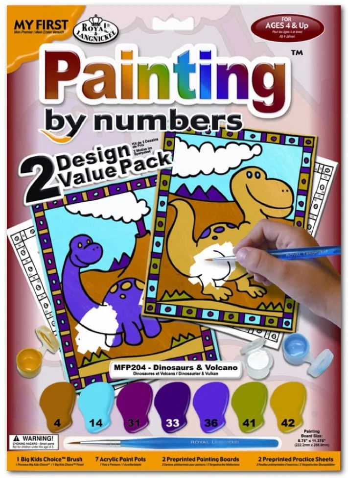 Royal Brush My First Paint By Number Dinosaur And Volcano